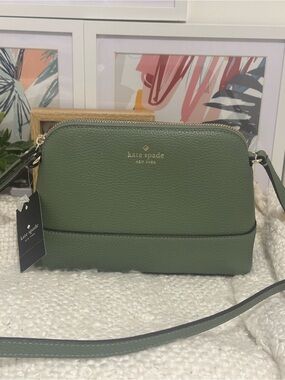 Kate Spade Olive Green Pebbled Leather Crossbody Bag